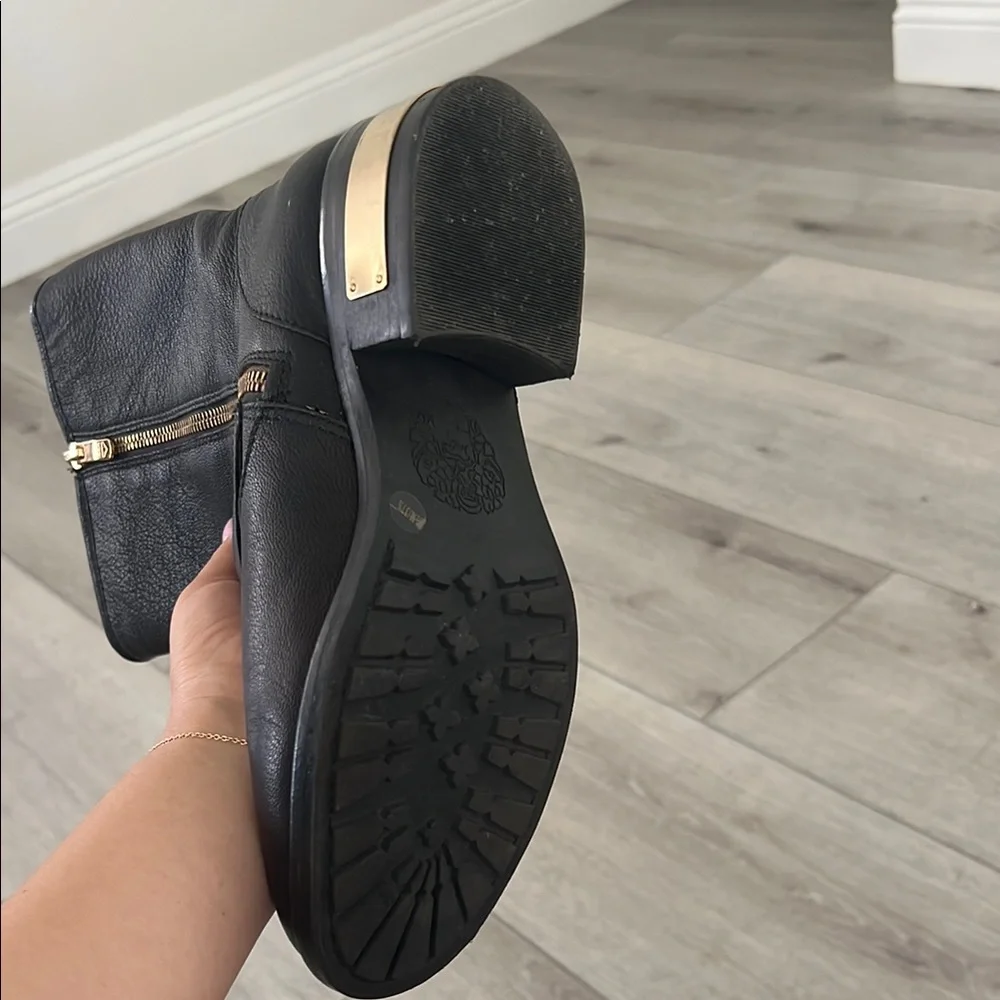 Vince Camuto Black Combat Boots with Gold Hardware - Picture 6 of 8